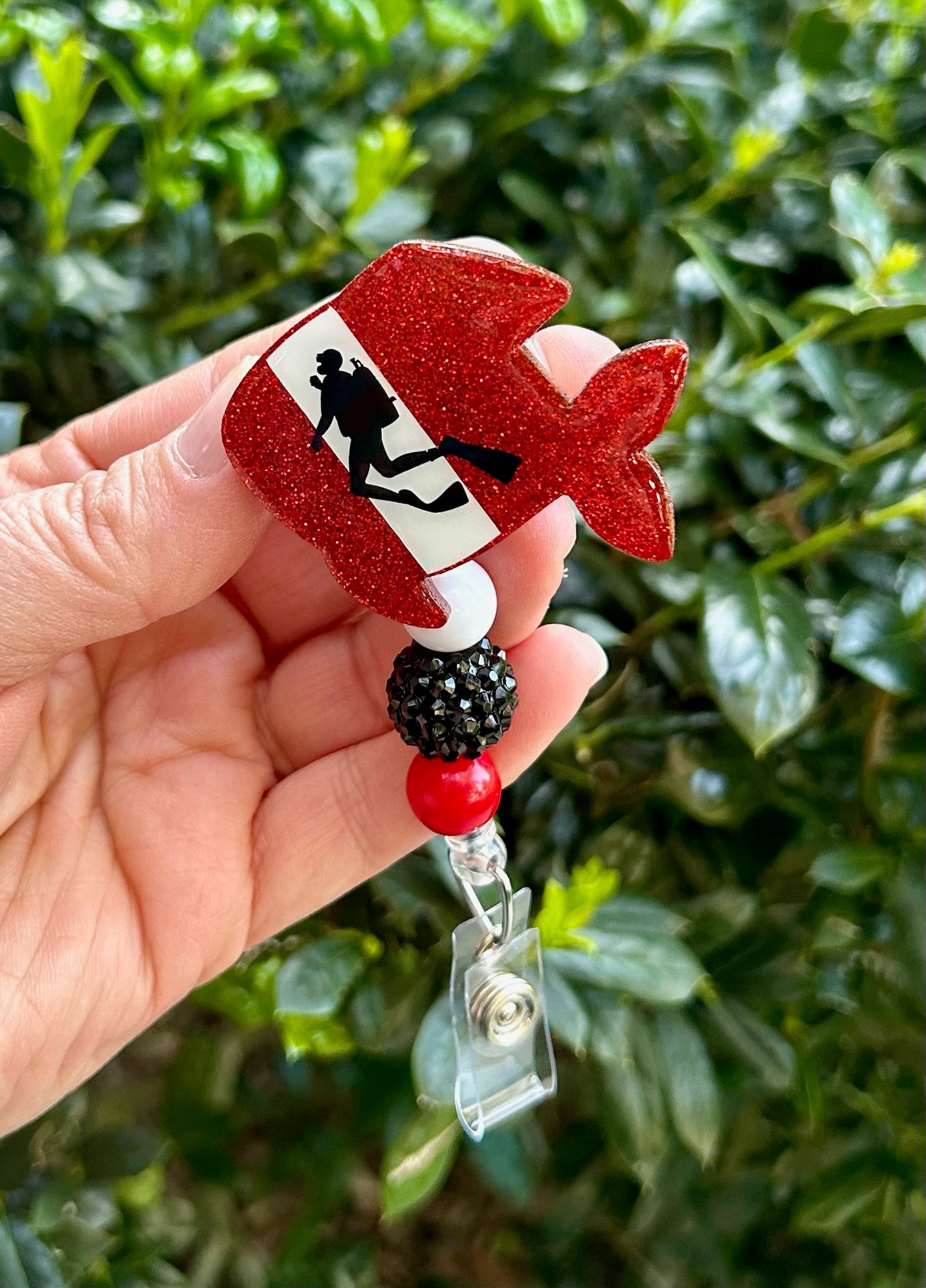 Scuba Diver Fish Badge Reel