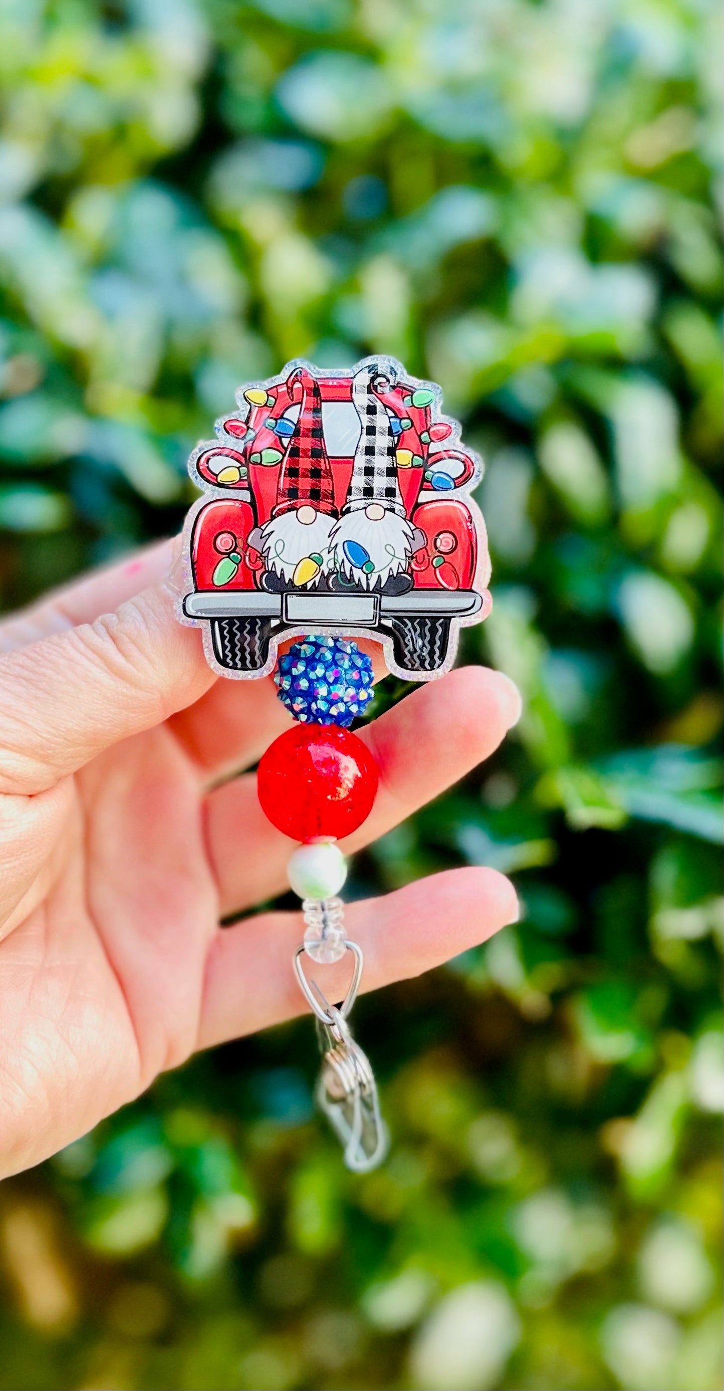 Christmas Gnome Truck Badge Reel