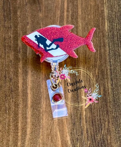 Scuba Diver Fish Badge Reel