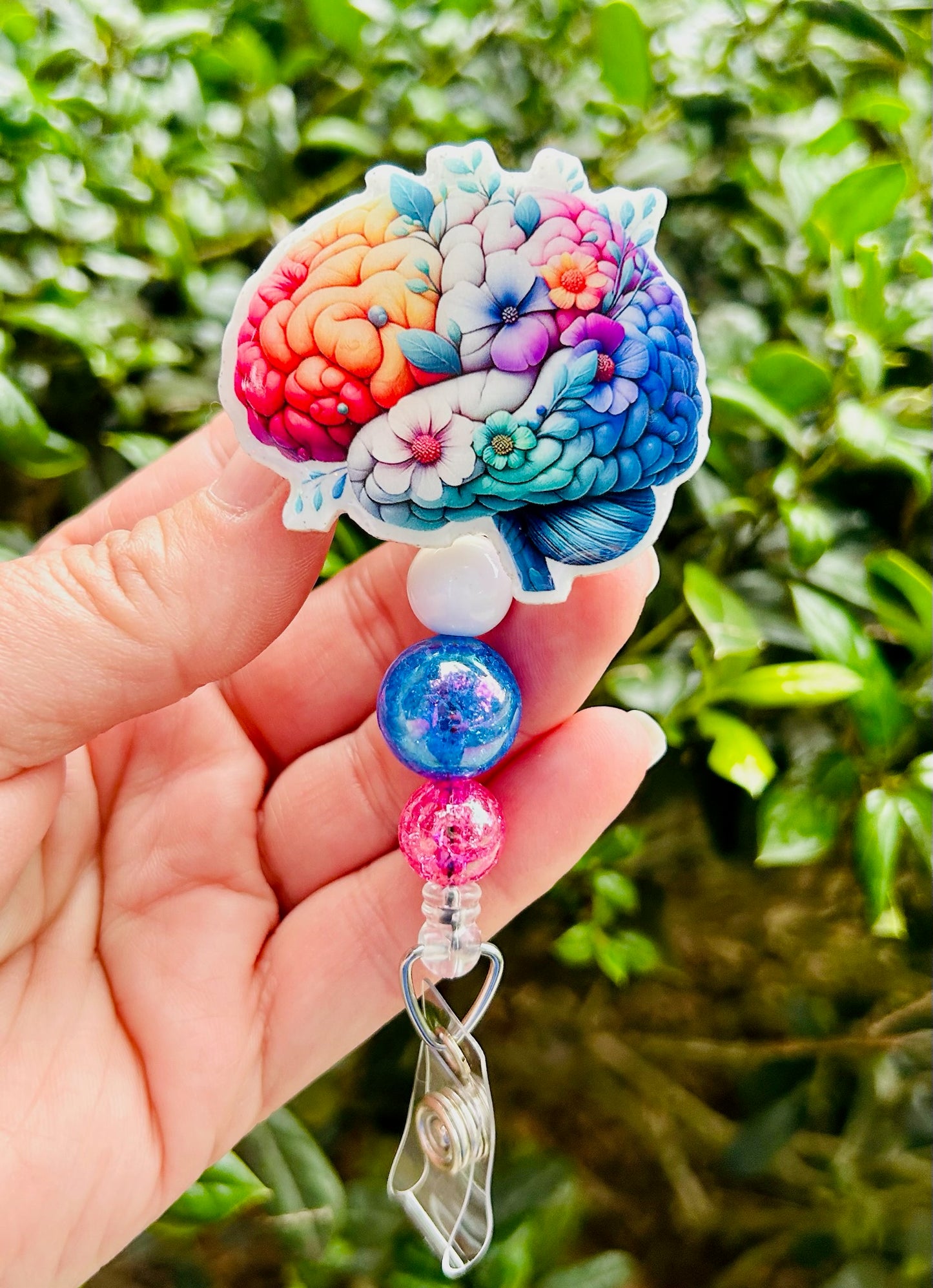 Floral Brain Badge Reel