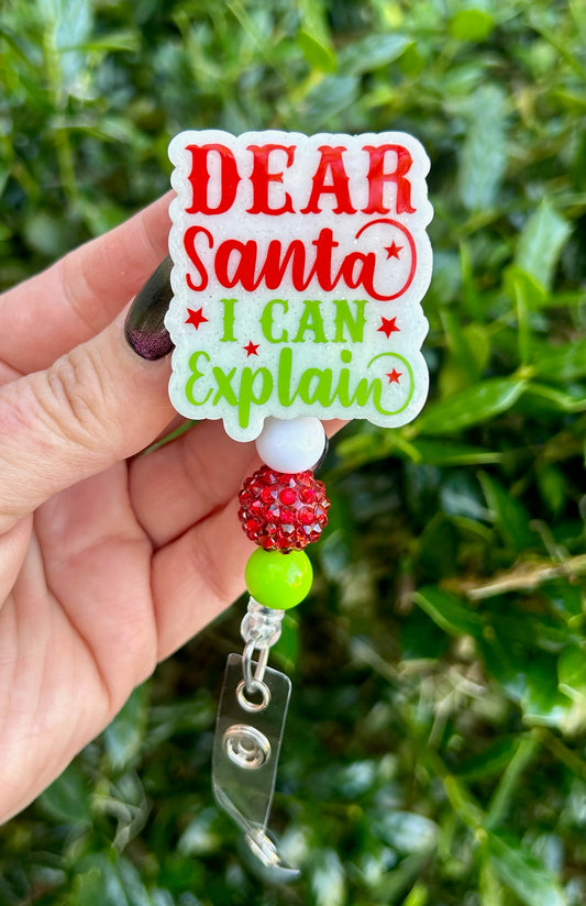 Dear Santa I Can Explain Christmas Badge Reel