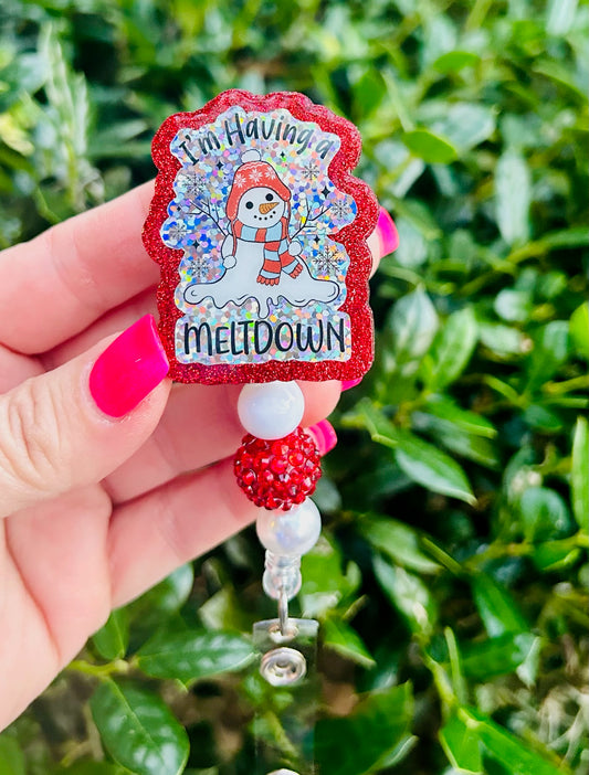 I’m Having a Meltdown Snowman Christmas Badge Reel