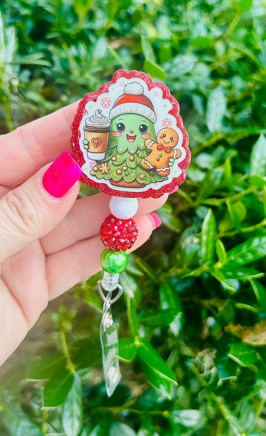 Cute Christmas Tree Badge Reel