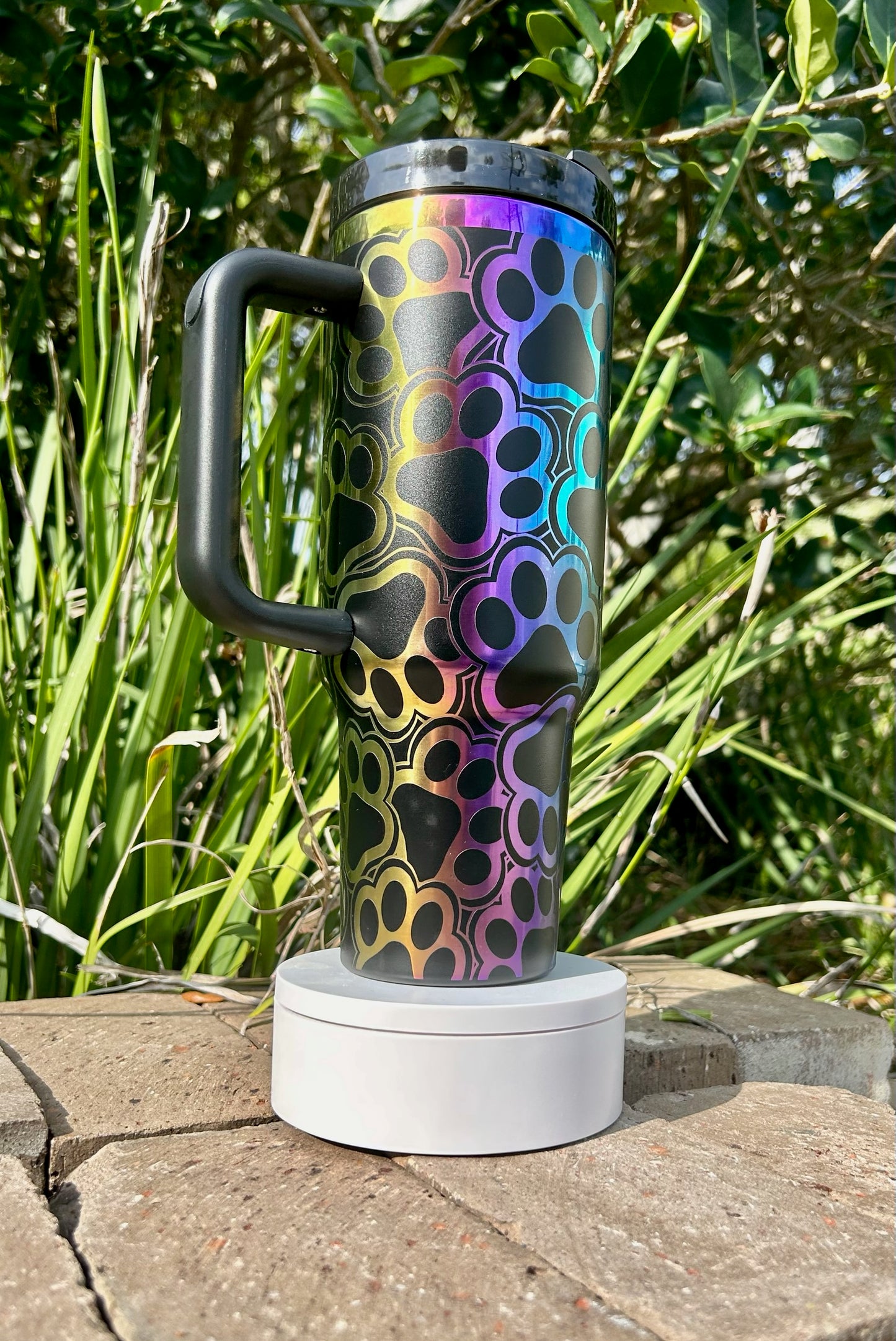 Holographic Dog Paw Print Tumbler