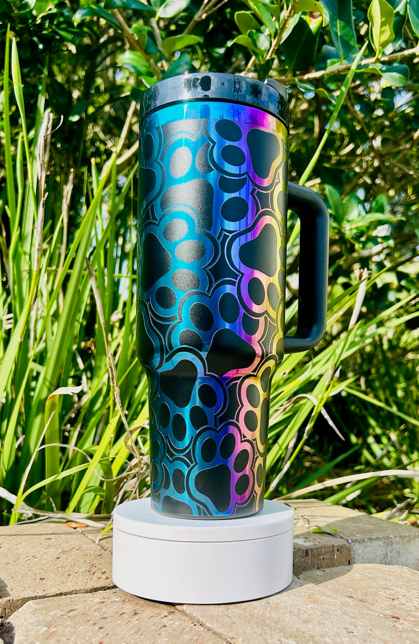 Holographic Dog Paw Print Tumbler