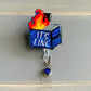 Blue Glitter Dumpster on Fire Badge Reel