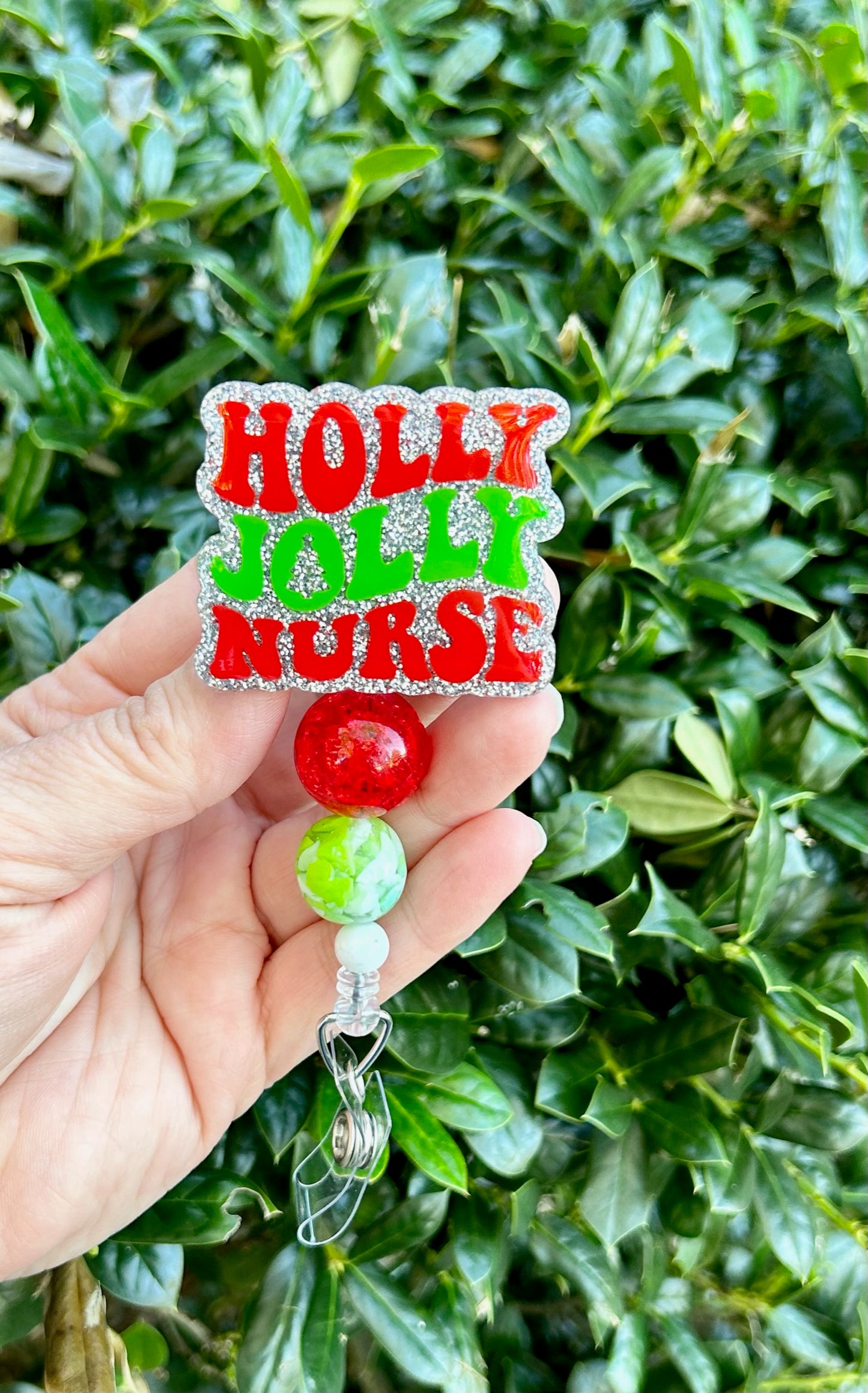 Holly Jolly Nurse Badge Reel