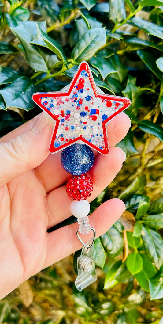 Patriotic Star Shaped Badge Reel