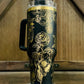 Black/Gold Engraved Skulls and Roses Tumbler