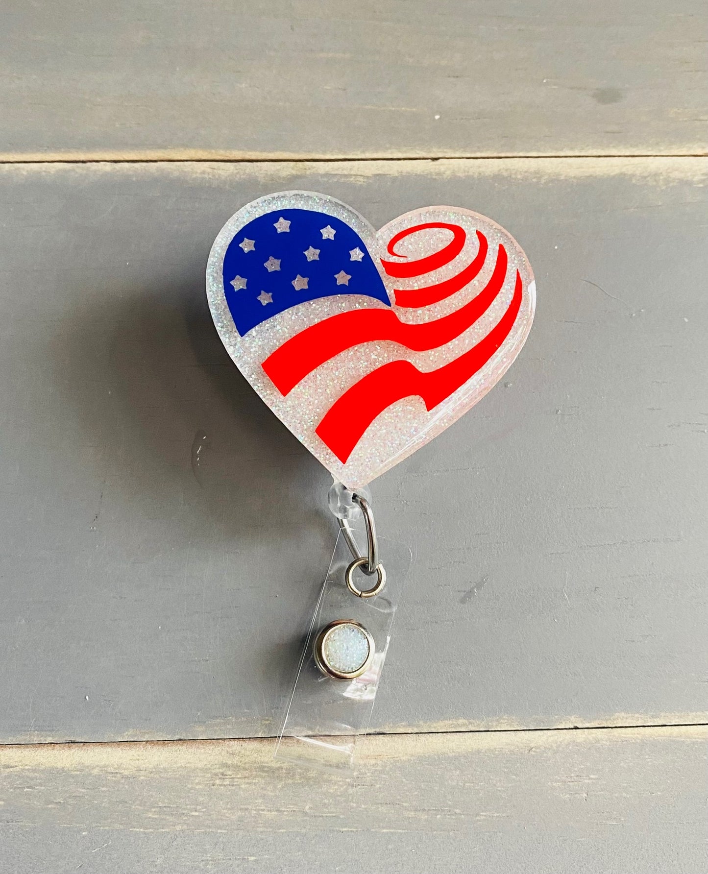 American Flag Heart Badge Reel