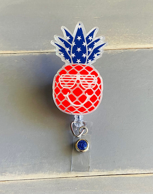 Red White and Blue Pineapple Badge Reel