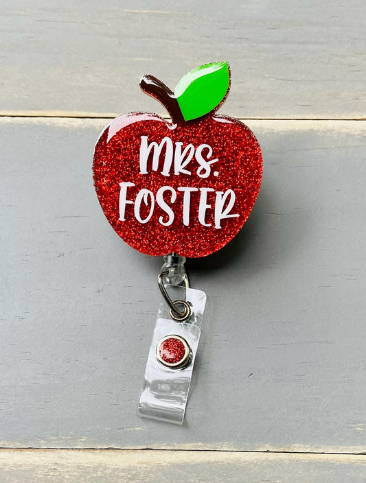 Cute Apple with Face and Glasses Badge reel-teacher Badge reel-teacher Apple Badge reel-cute Apple Badge - Interchangeable Badge Reel Reel