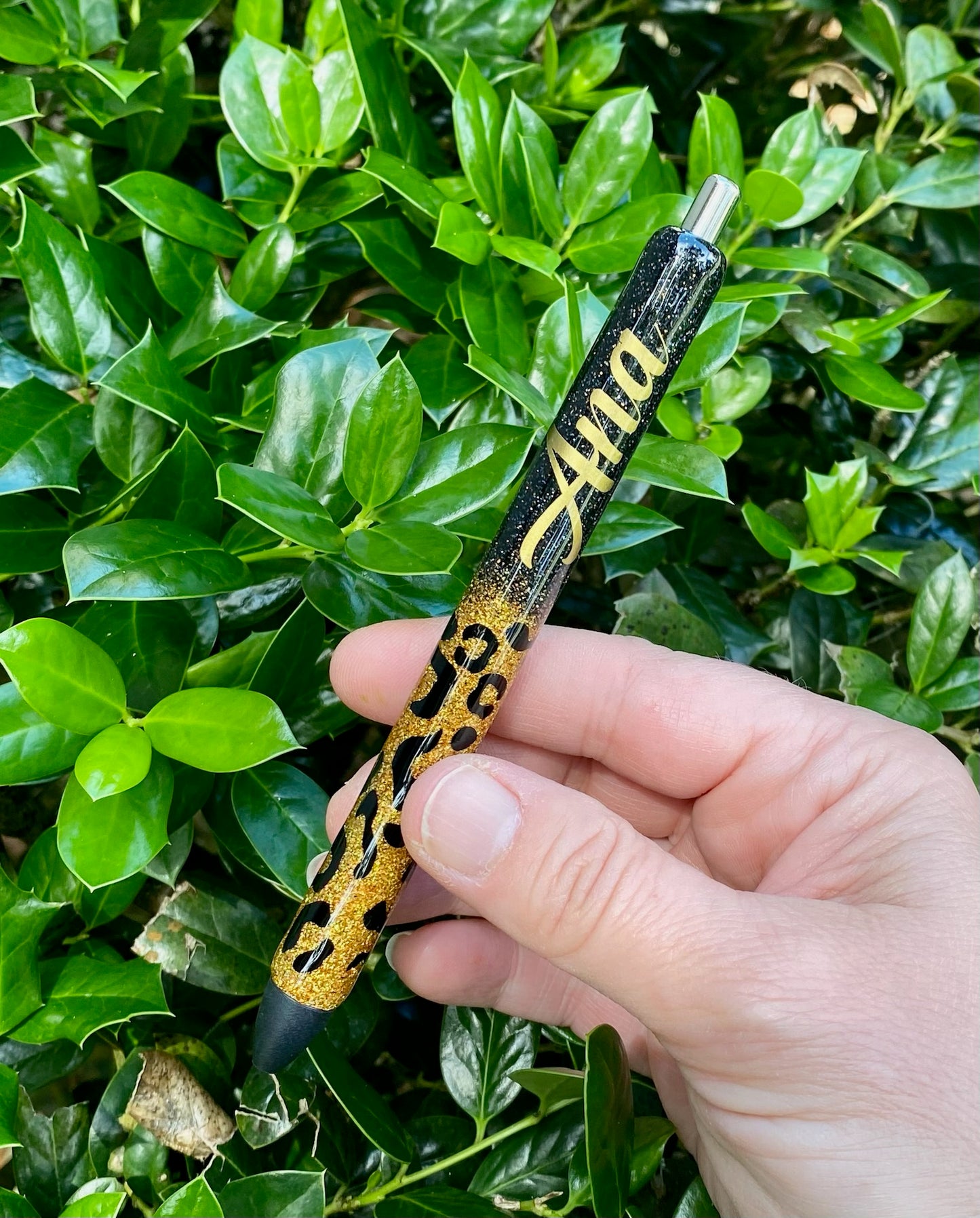 Leopard Glitter Refillable Pen
