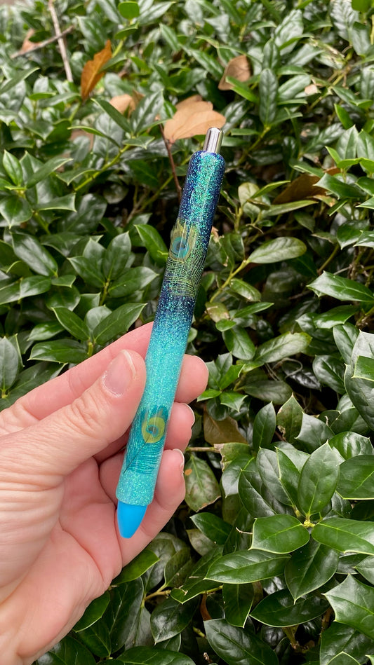 Peacock Glitter Refillable Pen